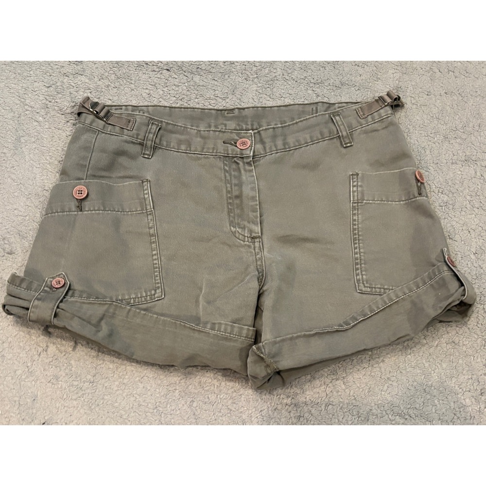 Calvin Klein Jeans Womens 6 Olive Green Utility Cargo Shorts Cinch Waist Cotton